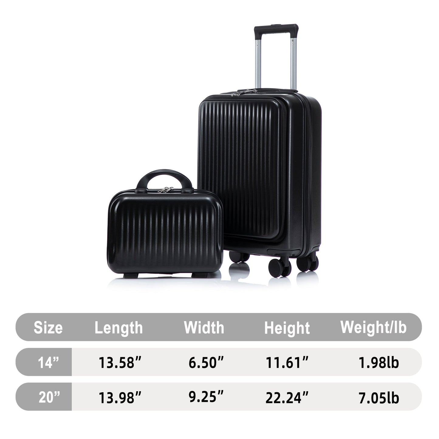 ABS spinner luggage set in black with case; includes 14in carry-on and 20in suitcase on Tampa Home & Garden Store