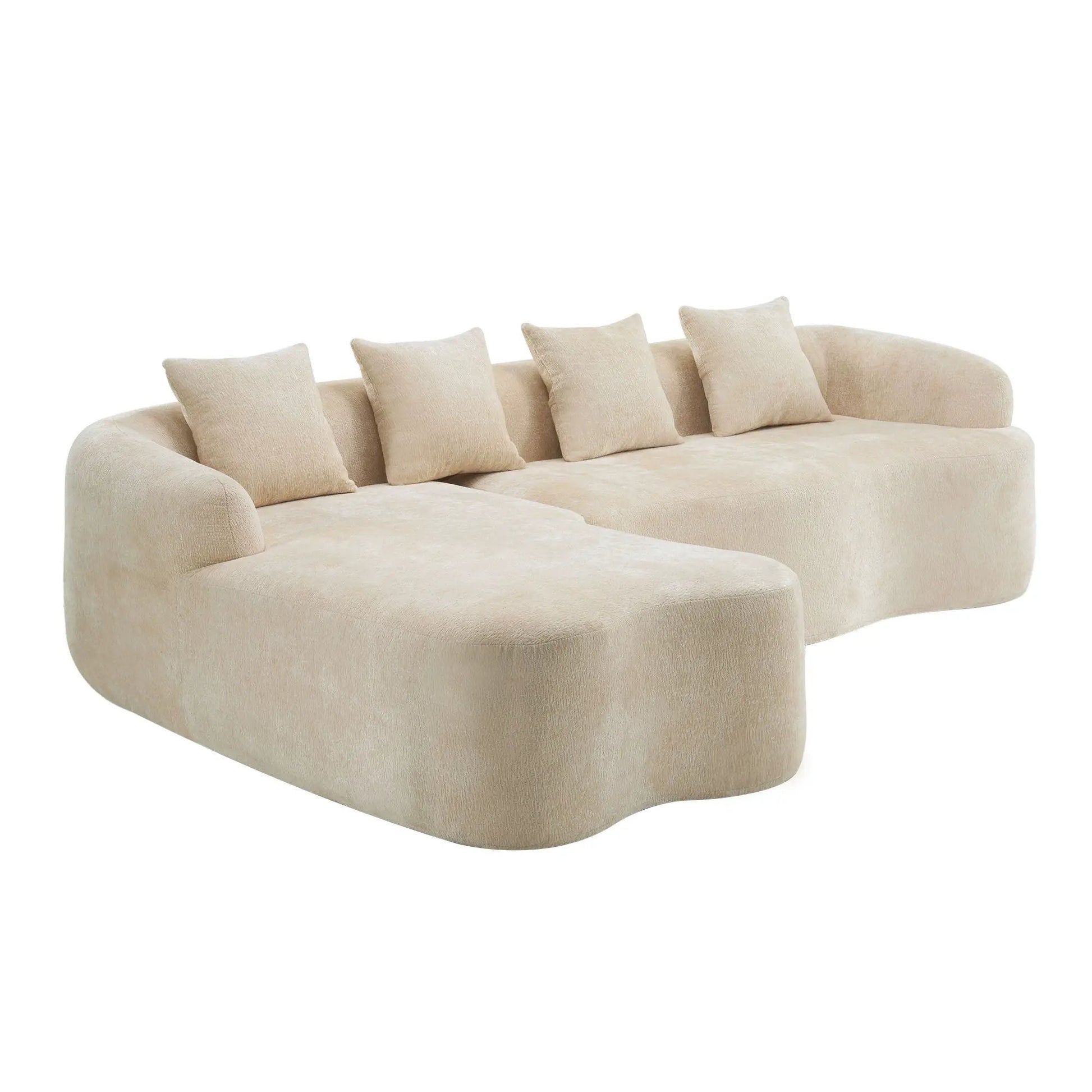 Modular L-Shape Sectional Sofa With Curved Chaise beige fabric by Unique Piece Furniture on Tampa Home & Garden Store