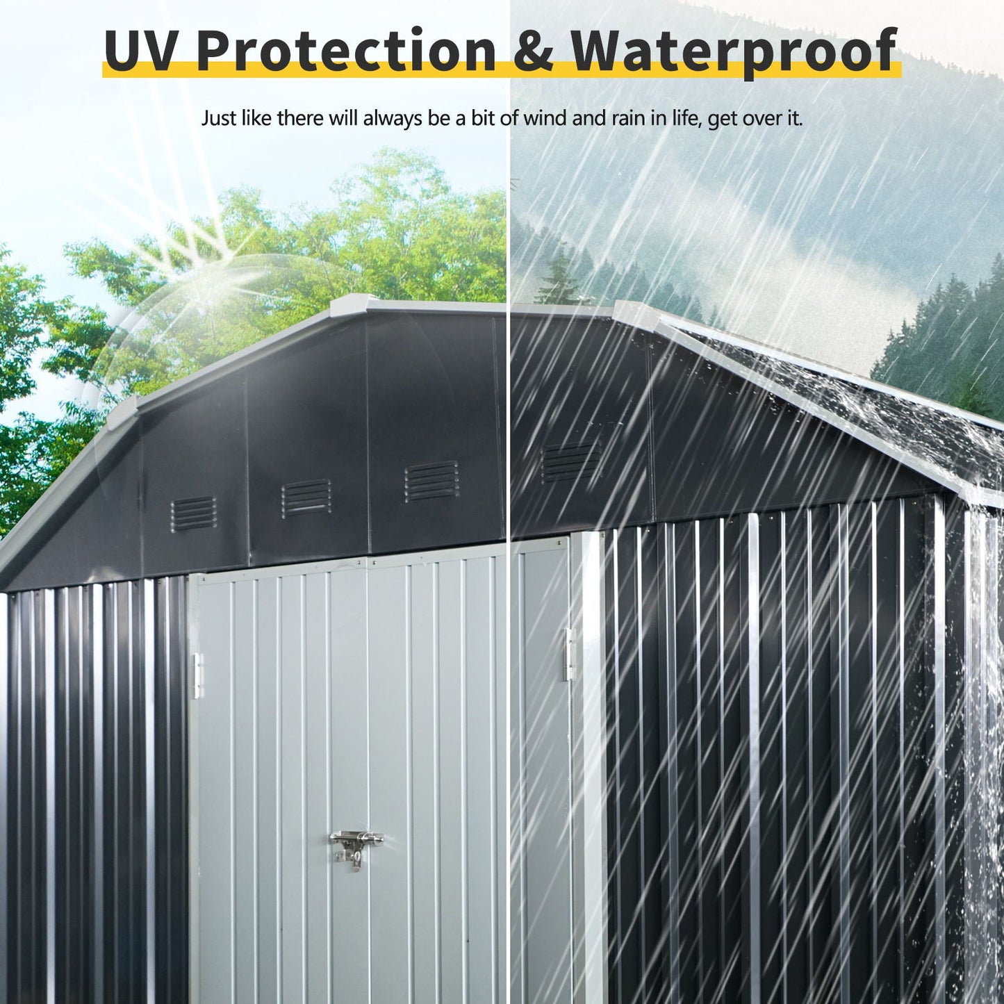Outdoor Metal Shed With Arch Roof And Doors
