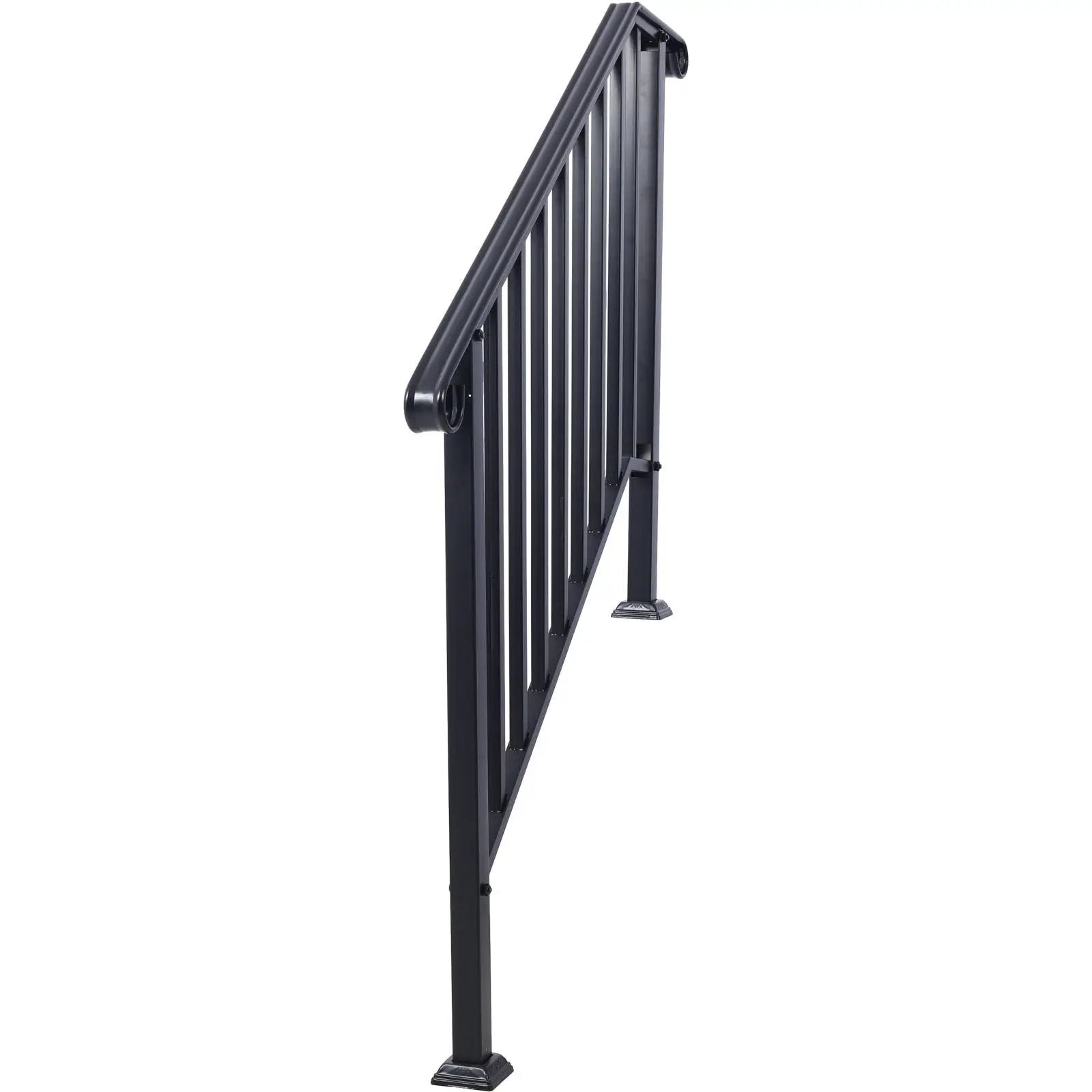 Outdoor stair handrail in wrought iron, black finish, fits 2–3 steps, Unique Piece Furniture on Tampa Home & Garden Store