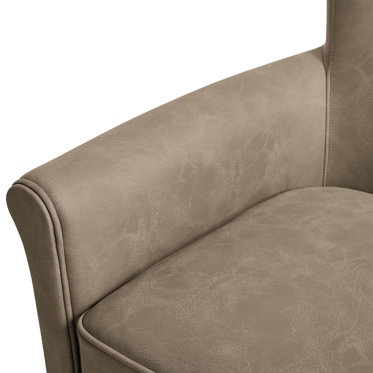 Westly Swivel Accent Chair with 360-Degree Base taupe leather upholstery and stitched seam detail on Tampa Home & Garden Store