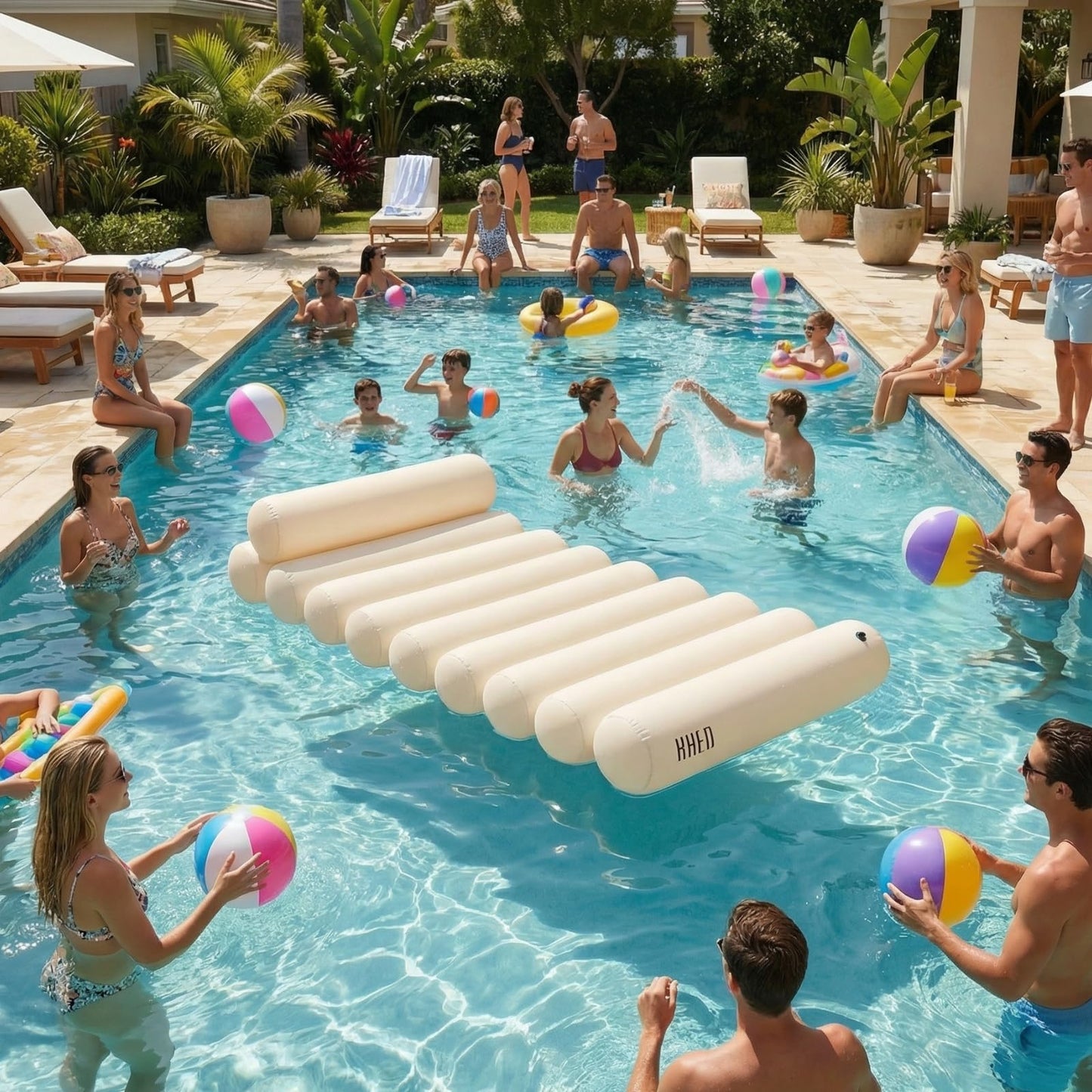 White and Inflatable Cushioned Bubble Lounger