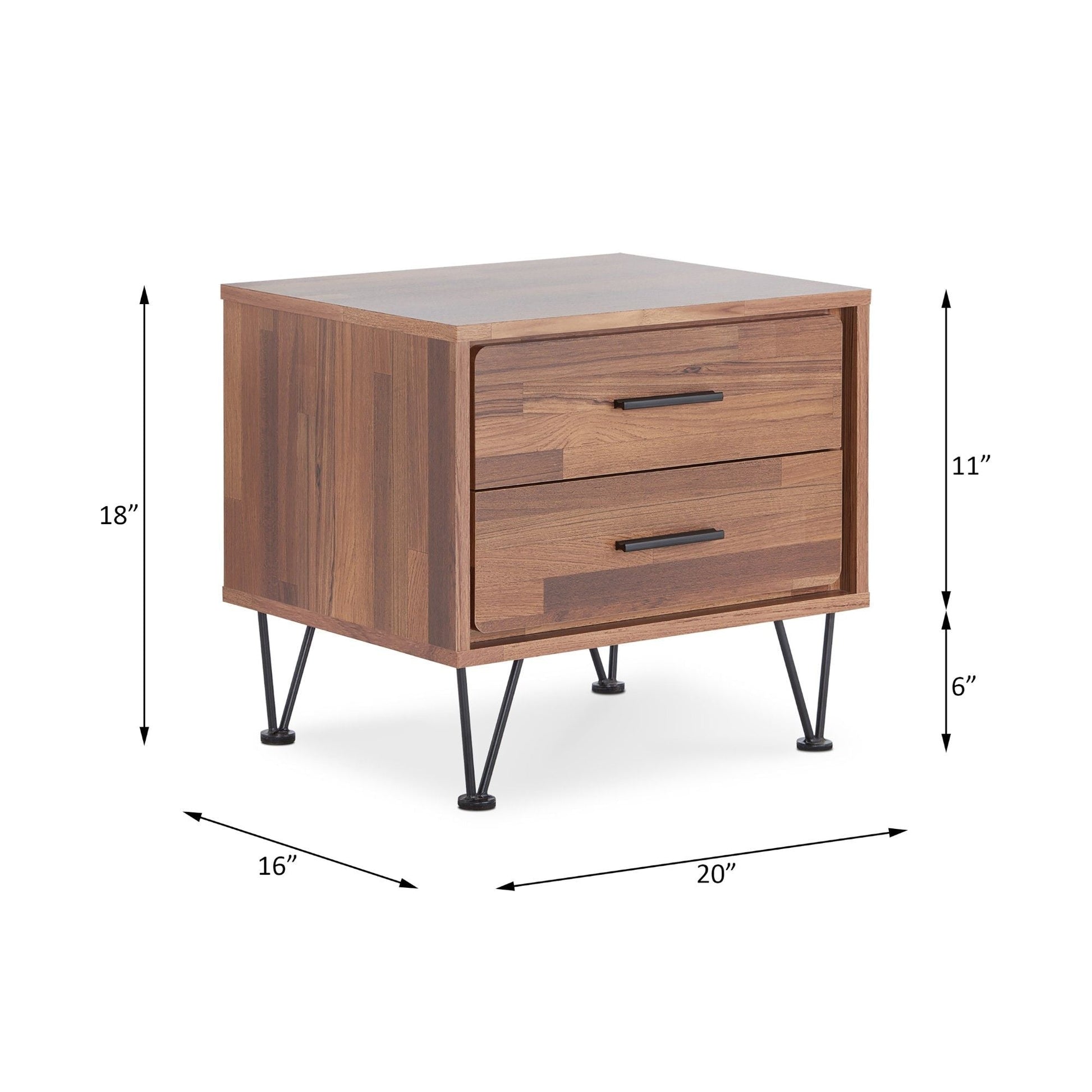 Deoss accent table walnut wood with 3 drawers and black hairpin legs by HouseOfZazla on Tampa Home & Garden Store