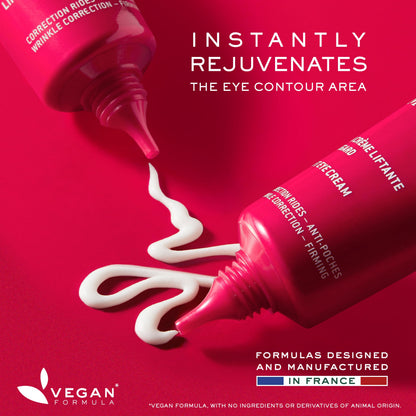 Nuxe Merveliance Lift Eye Cream tubes in pink packaging with white cream swirls vegan label on Tampa Home & Garden Store