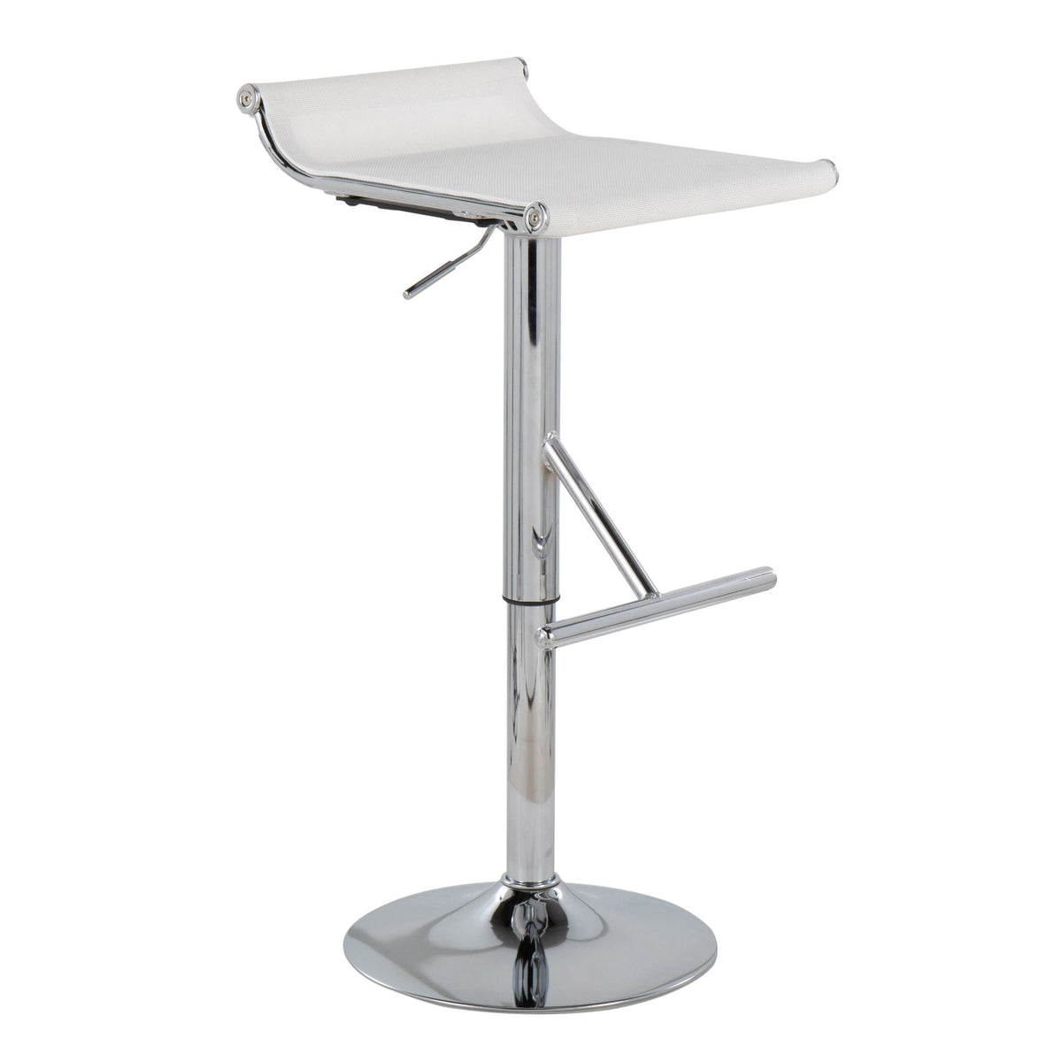 White adjustable bar stool with swivel, footrest; chrome base sling seat by HouseOfZazla on Tampa Home & Garden Store