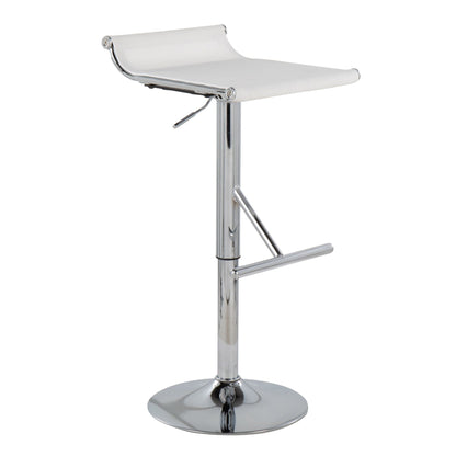 White adjustable bar stool with swivel, footrest; chrome base sling seat by HouseOfZazla on Tampa Home & Garden Store