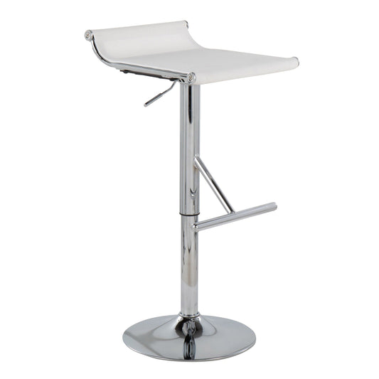 White adjustable bar stool with swivel, footrest; chrome base sling seat by HouseOfZazla on Tampa Home & Garden Store