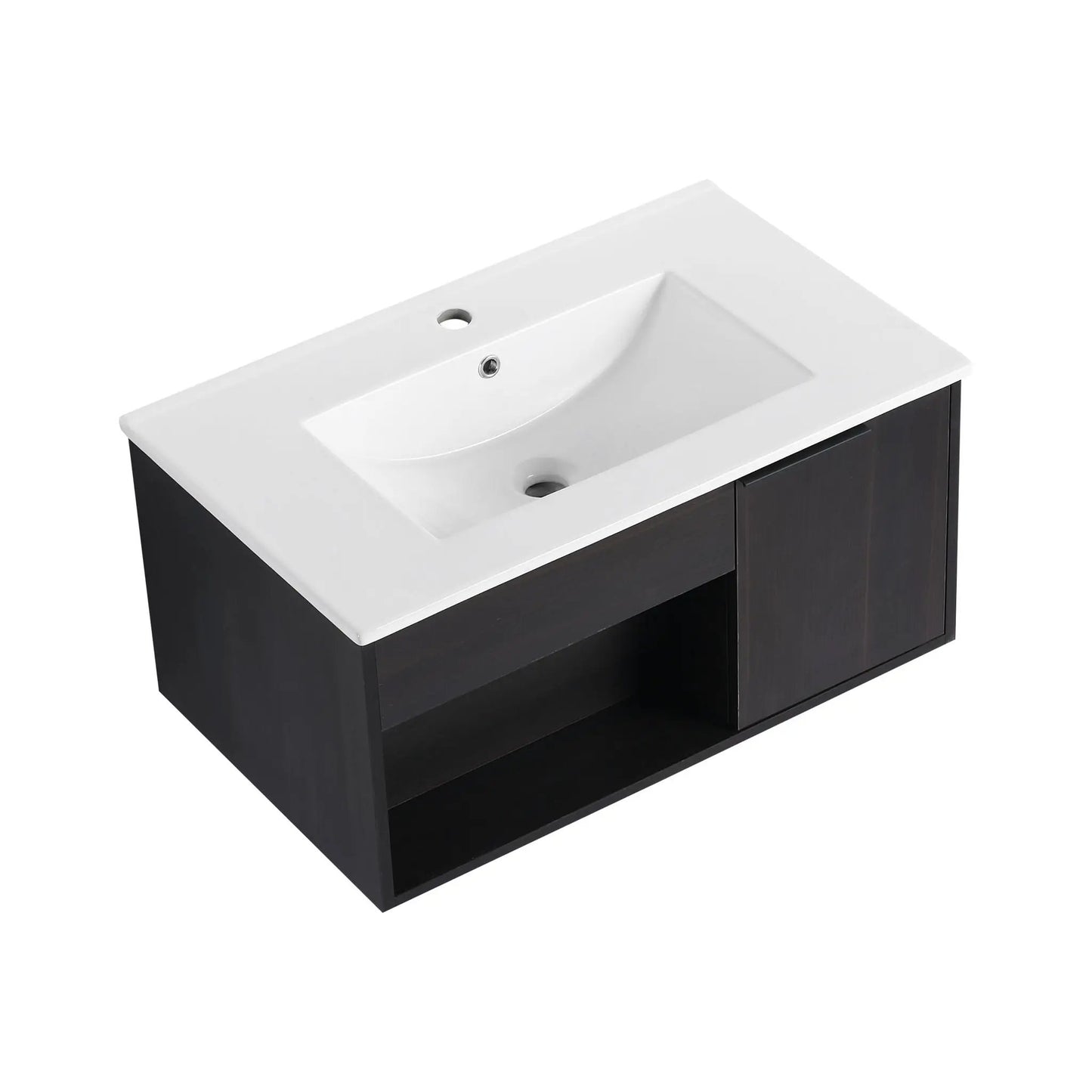 Wall Mounted Floating Vanity With Open Shelf