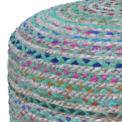 Margo handcrafted round pouf by Unique Piece Furniture in colorful braided fiber on Tampa Home & Garden Store