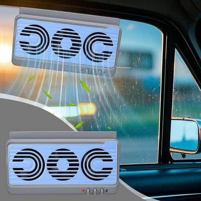 EcoVent | Solar Car Window Fan with Dual-Duct Airflow System | Efficient Ventilation for Comfortable Driving