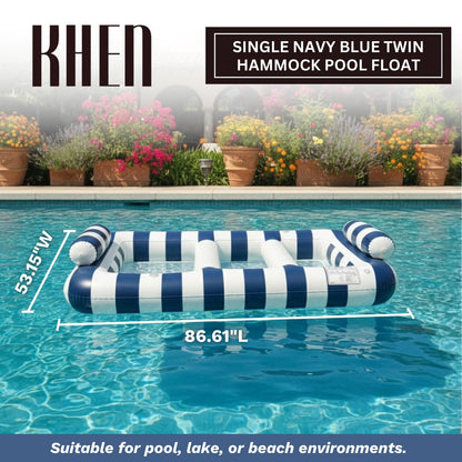 Navy Blue Twin Hammock Pool Float And Drink Cups