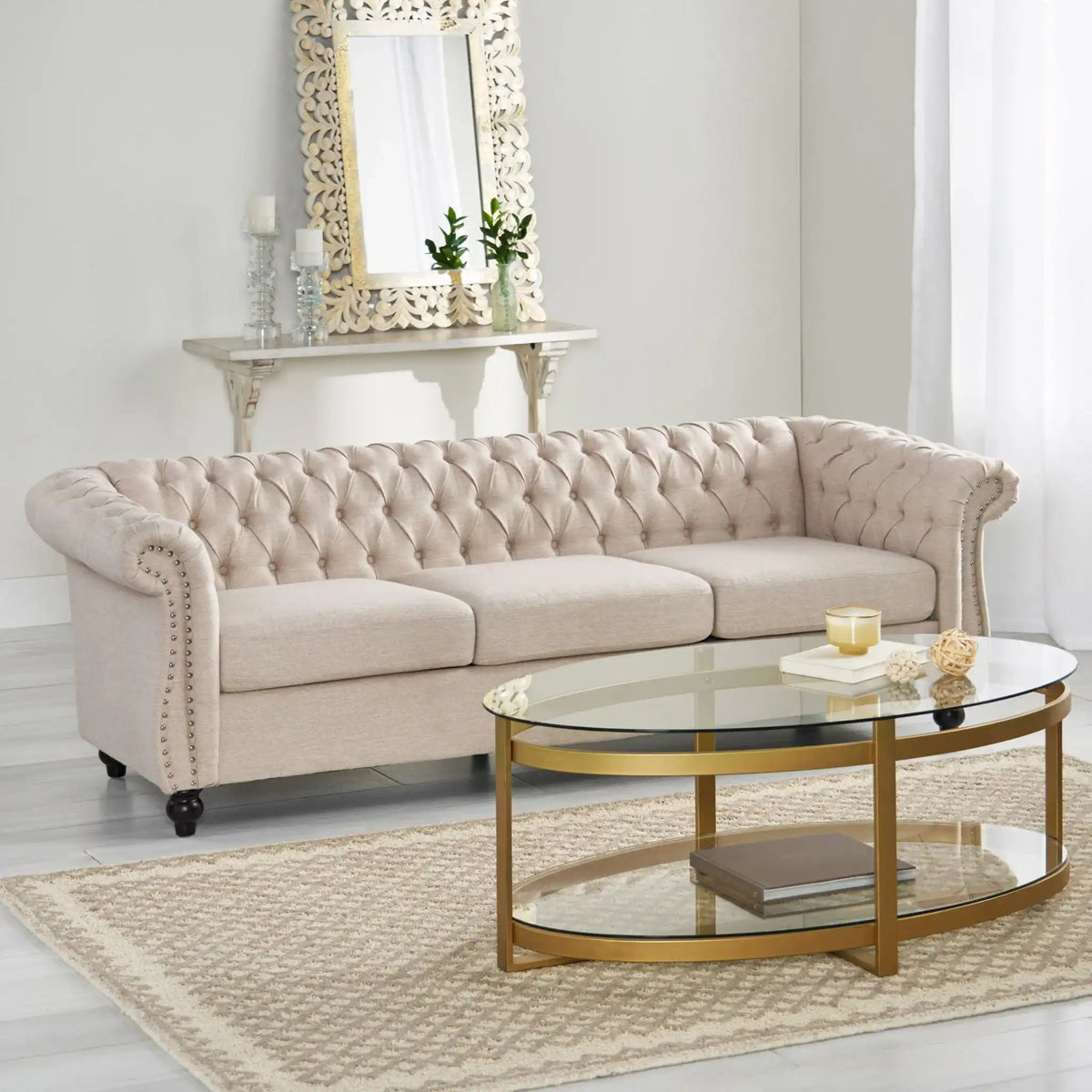 Chesterfield 3 Seater Sofa and Button Tufting