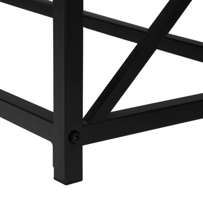 Accent console table for entryway black metal frame with crisscross supports on Tampa Home & Garden Store