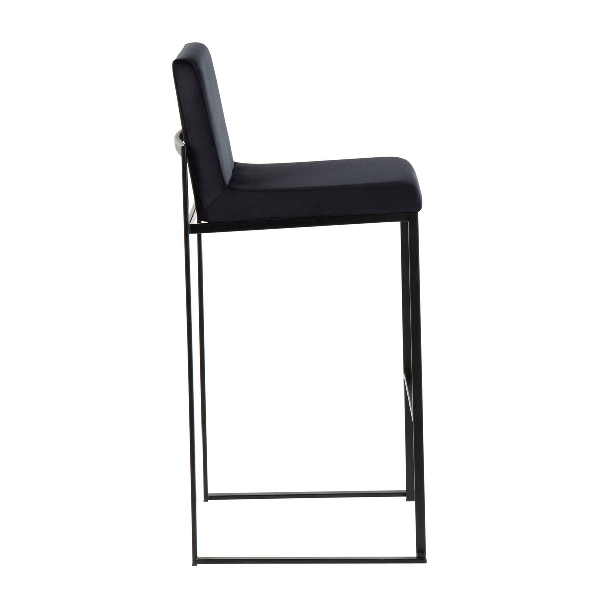 High-back barstool in black faux leather with metal frame, contemporary design on Tampa Home & Garden Store