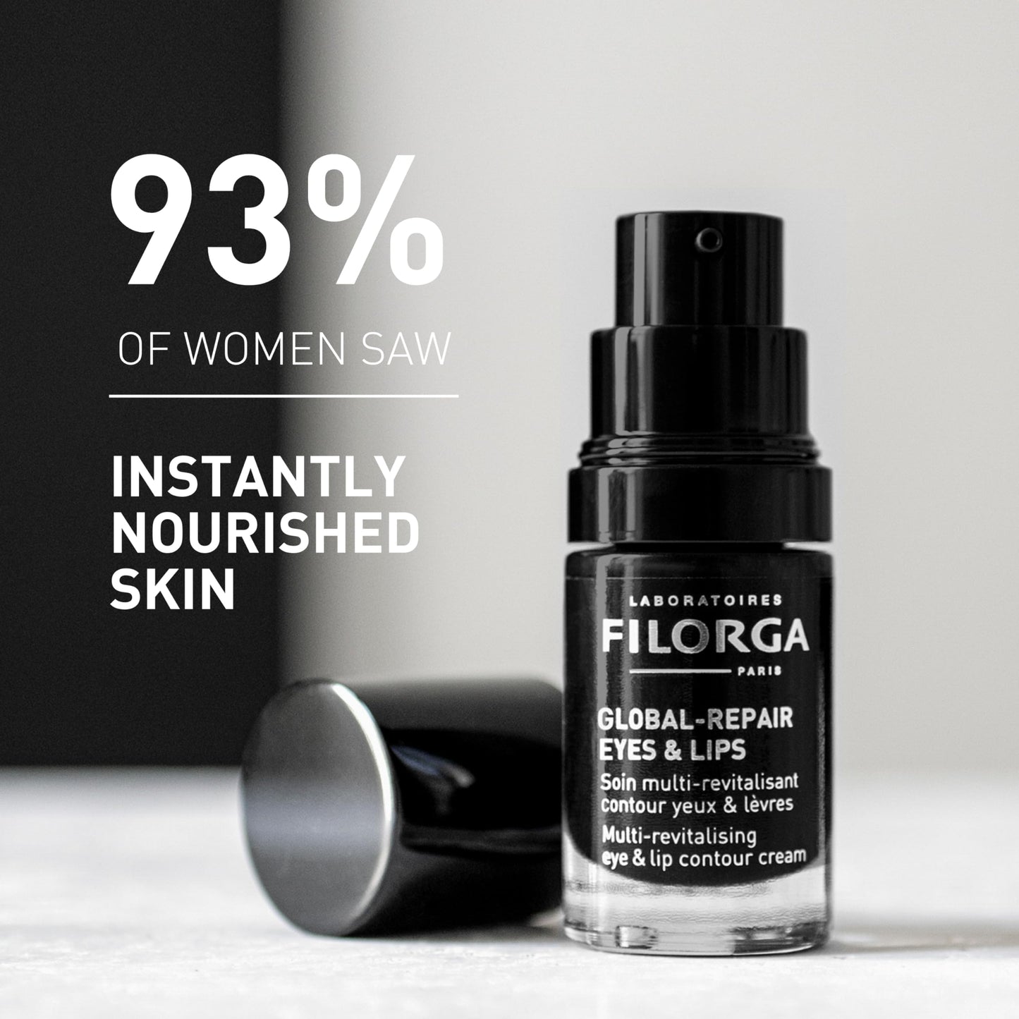 Filorga Global Repair Eyes & Lips eye cream bottle with pump, black label on Tampa Home & Garden Store