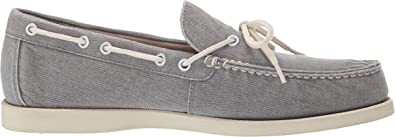 Eastland Mens Yarmouth Canvas Boat Shoe in gray canvas with white laces on Tampa Home & Garden Store