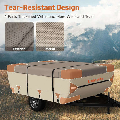 Umbrauto Pop Up Folding Camper Cover Khaki with 7-layer top and 3-layer sides vehicle cover on Tampa Home & Garden Store