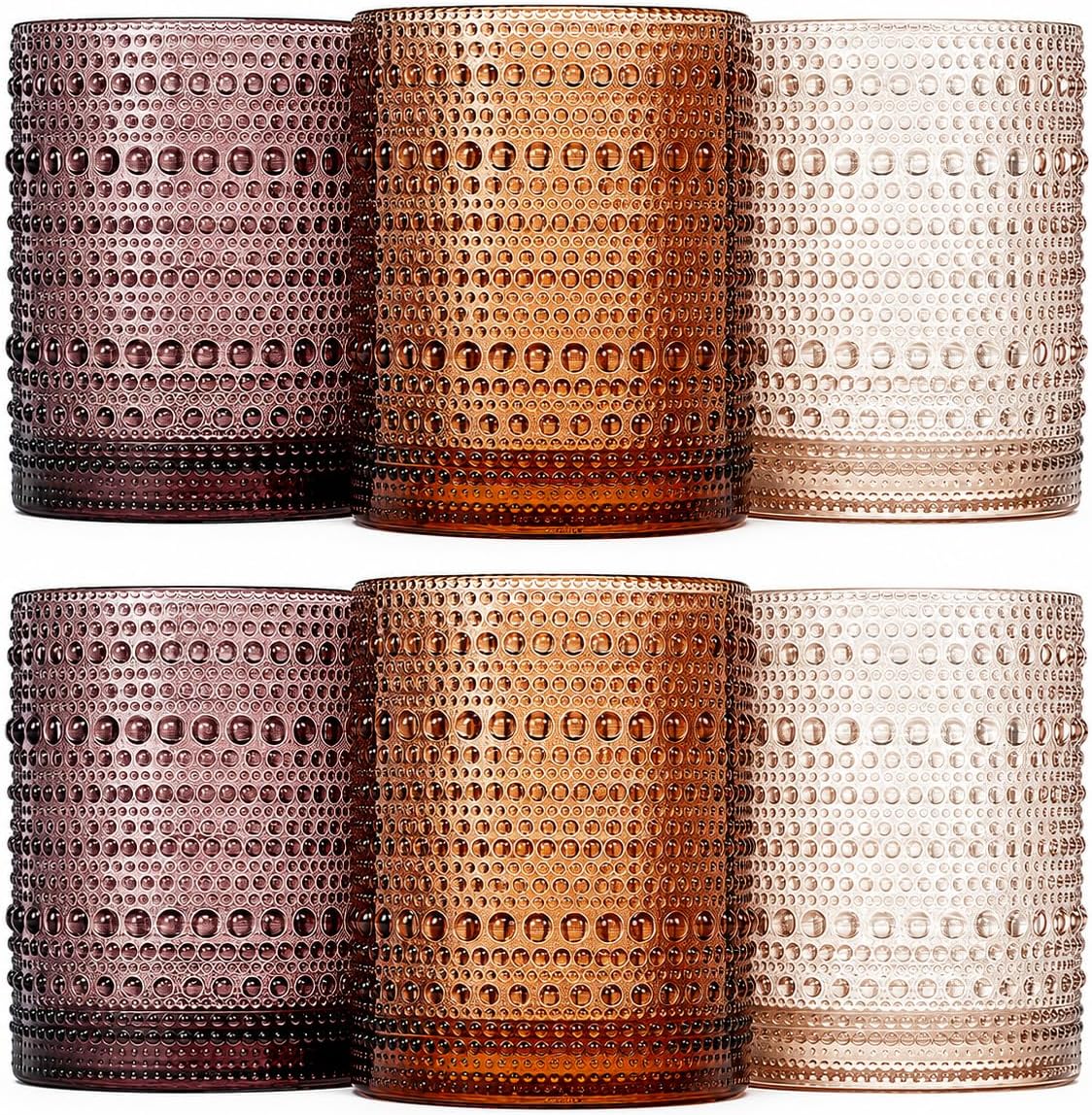 Vintage Hobnail Lowball Whiskey Glasses Set of 6