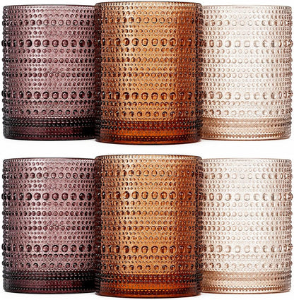 Vintage Hobnail Lowball Whiskey Glasses Set of 6