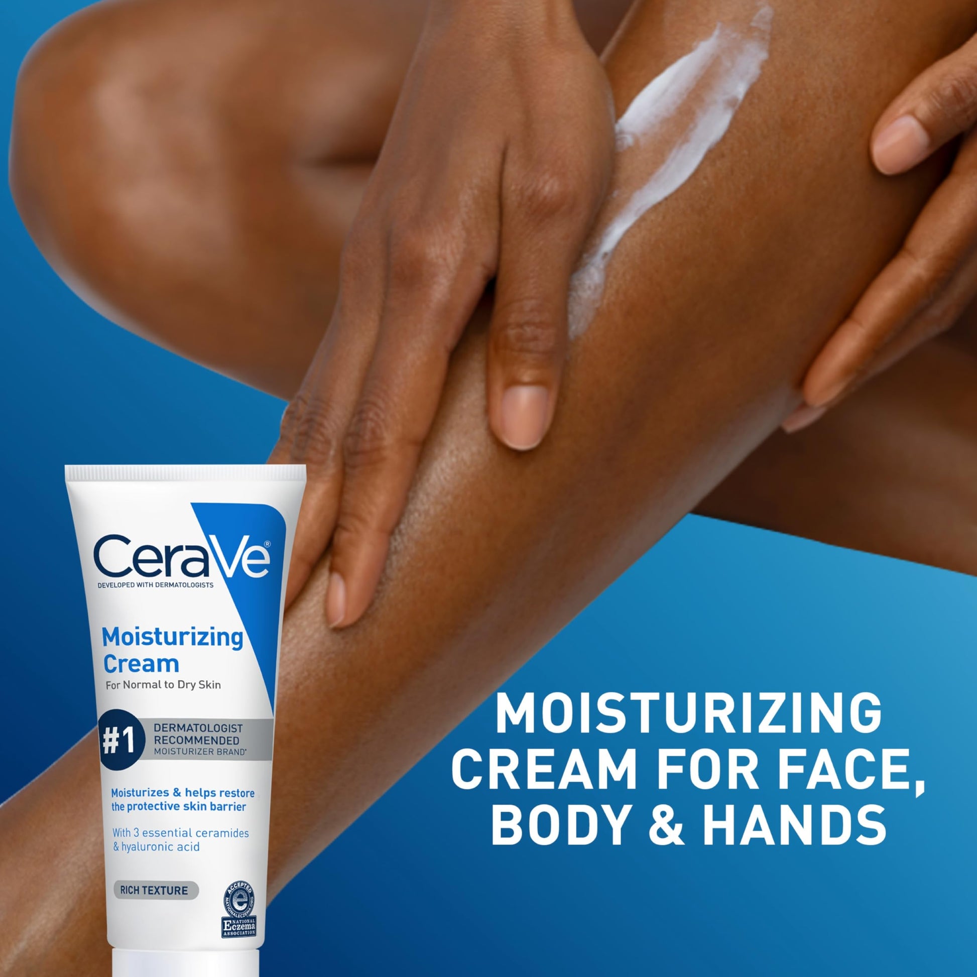 CeraVe Moisturizing Cream with SPF 50, tube for normal to dry skin, white tube with blue logo on Tampa Home & Garden Store