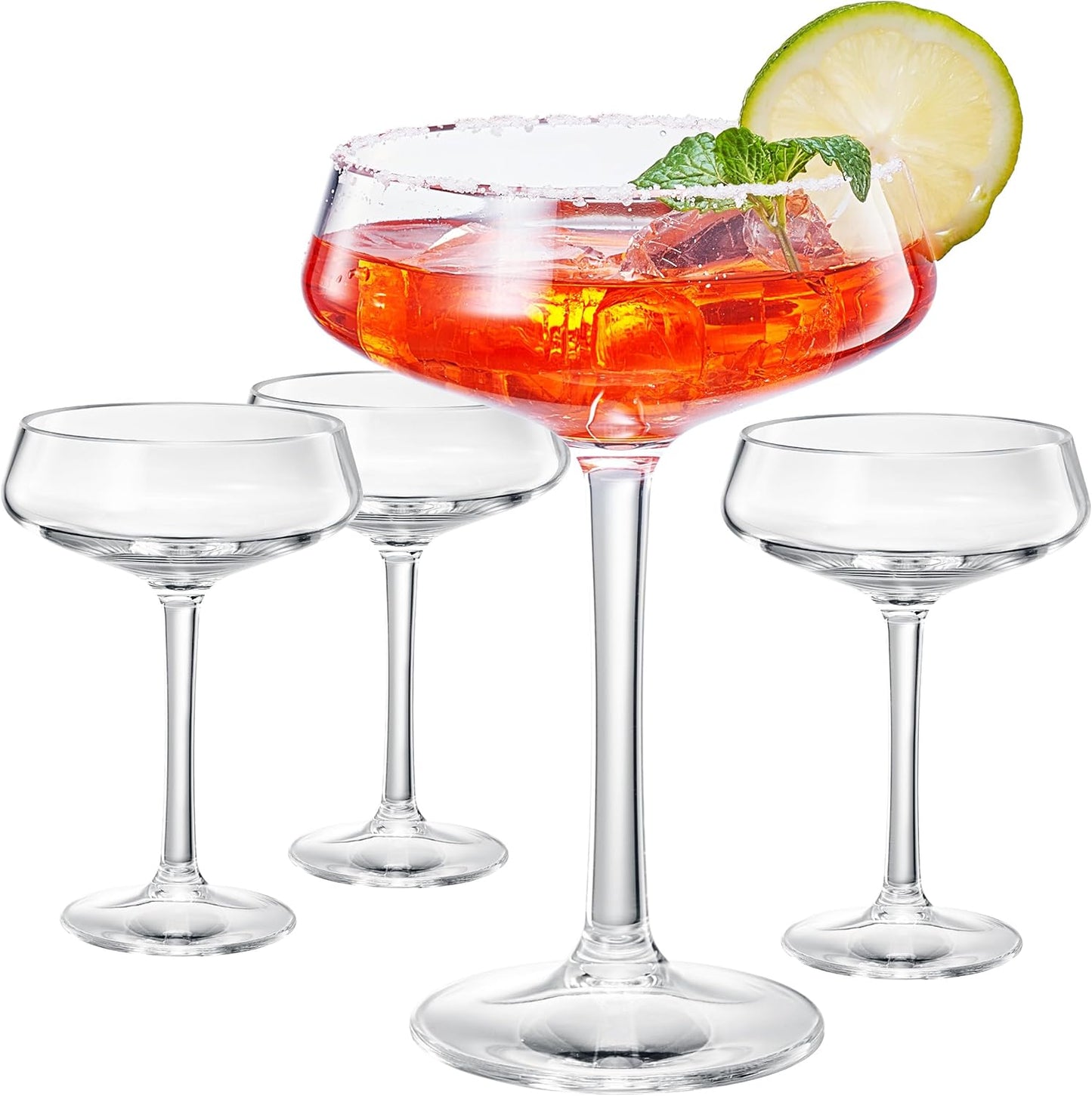 Set of 4 Clear Acrylic Coupe Cocktail Glasses