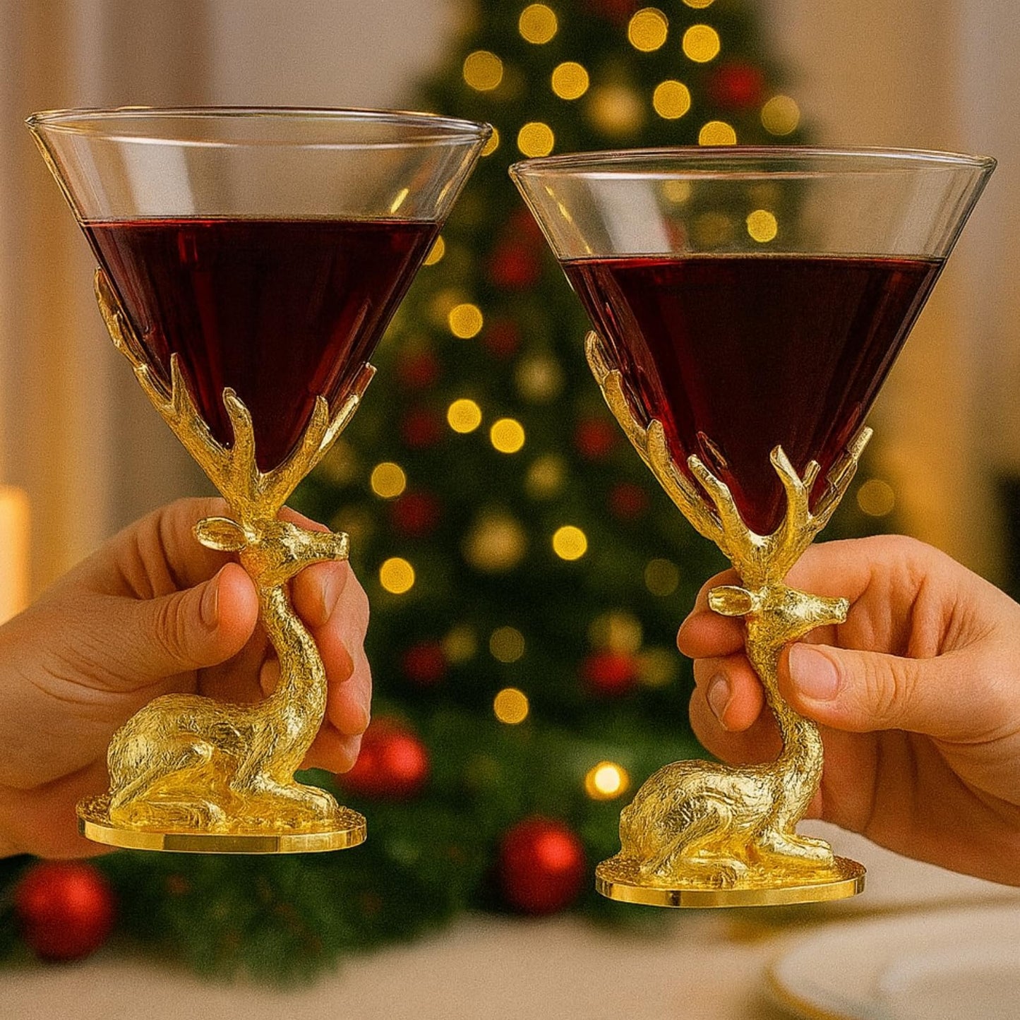 Stag Antler Cocktail Glasses Set of Two Gold