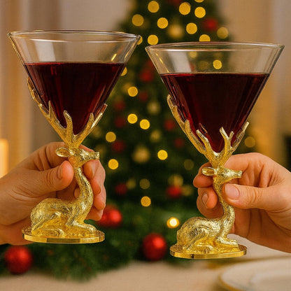 Stag Antler Cocktail Glasses Set of Two Gold
