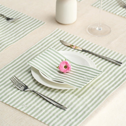 Green Stripe Disposable Paper Napkin Set of 50
