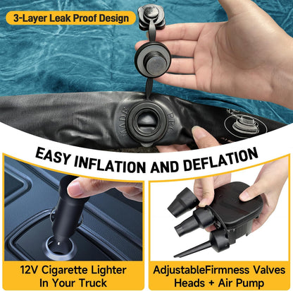 Umbrauto truck bed air mattress, teal, 5.5–5.8 ft, includes 12V pump and adjustable valves on Tampa Home & Garden Store