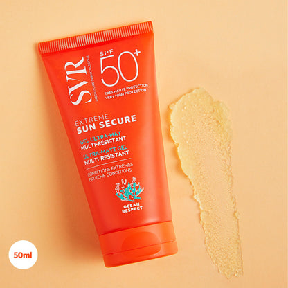 SVR Extreme Sun Secure Ultra Matt Gel SPF50+ sunscreen orange tube on Tampa Home & Garden Store