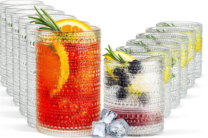 Khen Hobnail Clear Drinking Glasses Set of 12