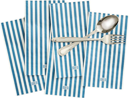 Blue Striped Disposable Paper Napkins Set of 50