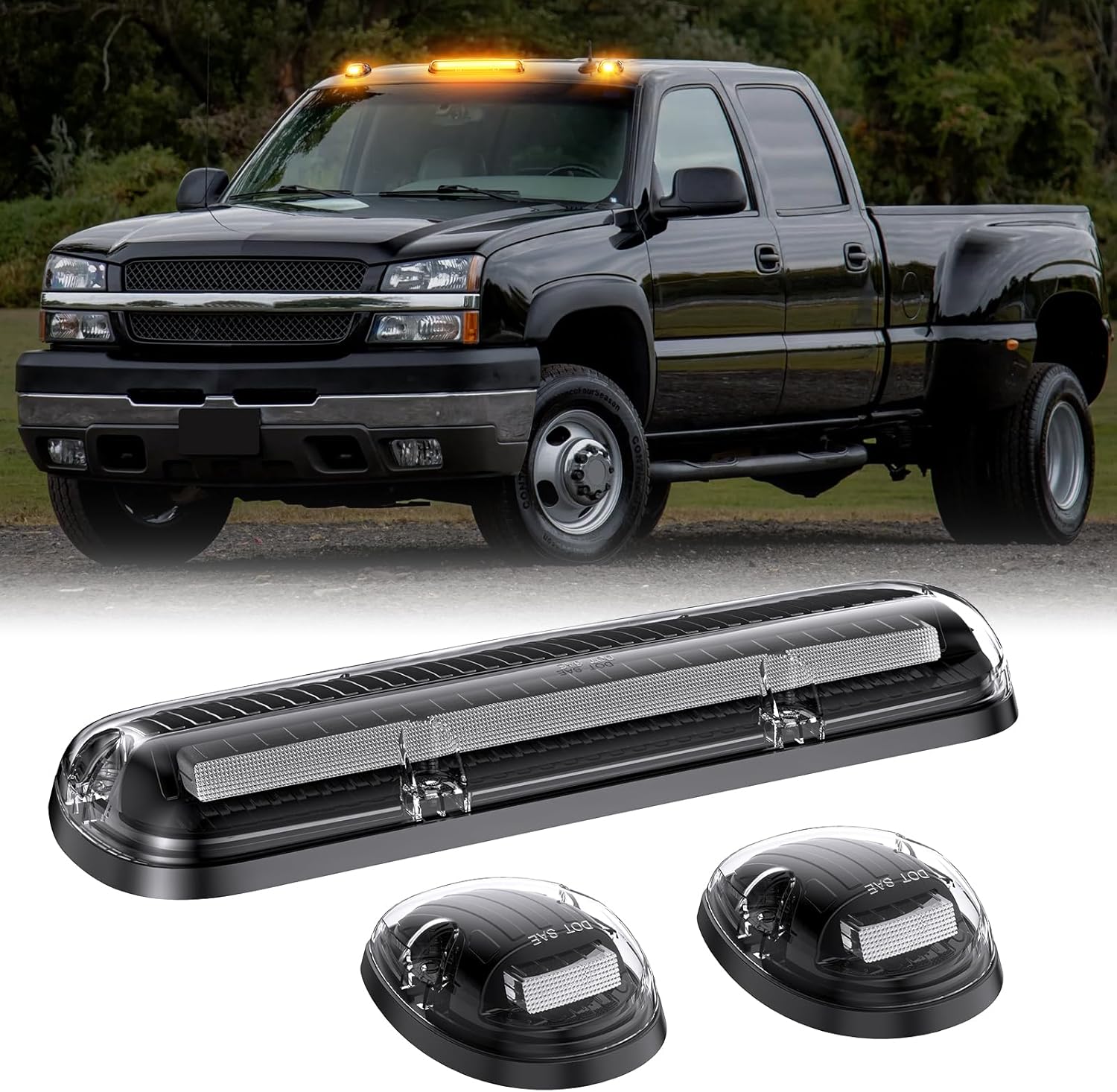 AutoLEDTech smoked white amber LED roof cab lights for 2000-2006 GMC Chevy HD exterior lighting on Tampa Home & Garden Store