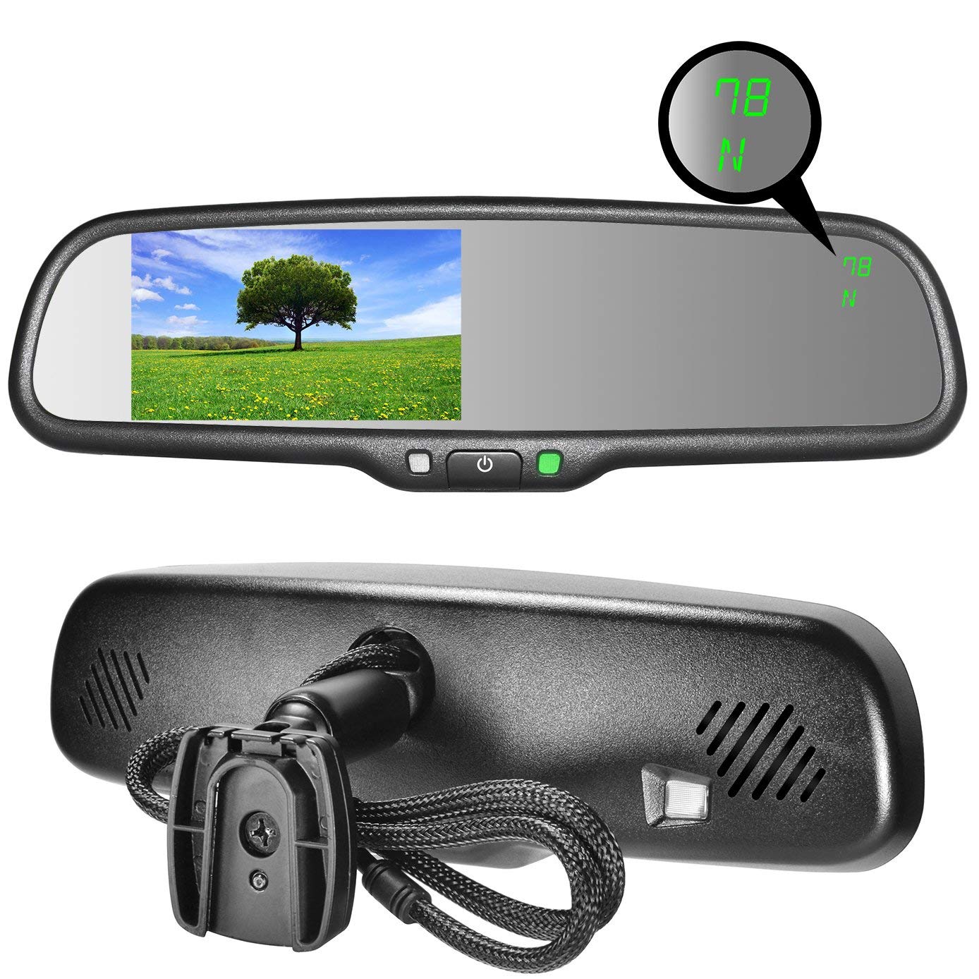 Master Tailgaters 10.5in rear view mirror with 4.3in LCD, compass & temp, auto brightness anti glare on Tampa Home & Garden Store