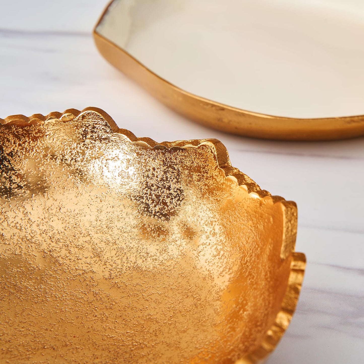 Gold Brass Half Moon Decorative Centerpiece Bowl