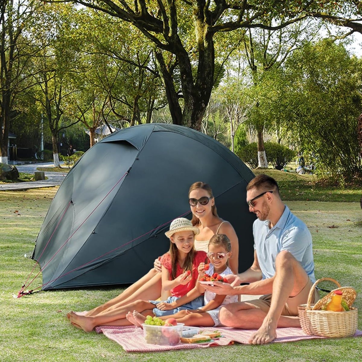 Umbrauto 4-person ultralight camping dome tent, grey waterproof, family outdoor setup on Tampa Home & Garden Store
