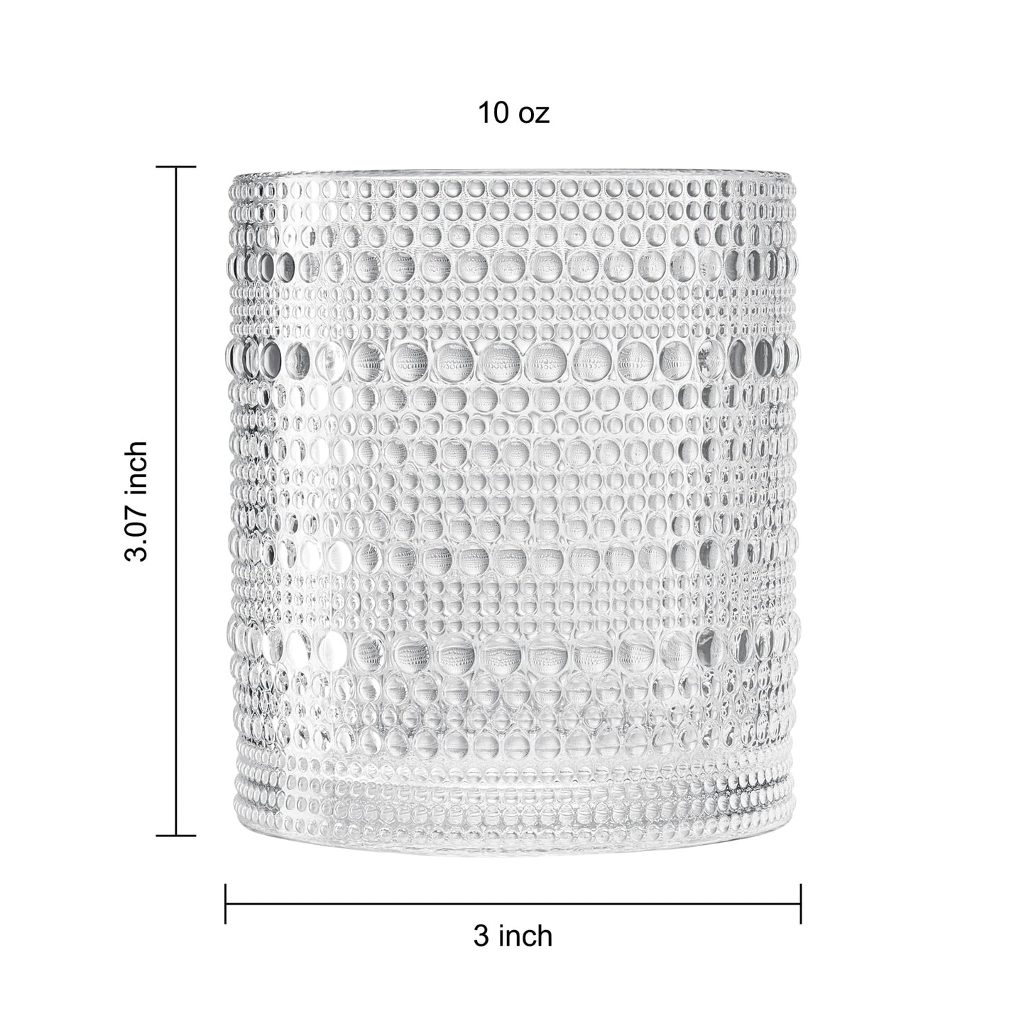 Khen Hobnail Clear Drinking Glasses Set of 12