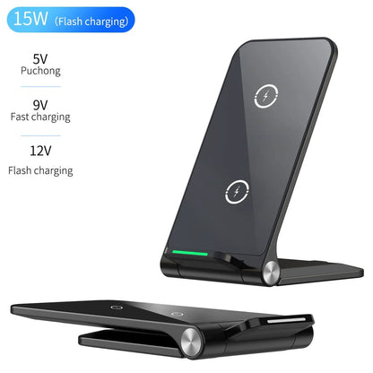C Foldable wireless charger folding stand FLIPSTYLEZLLC, black compact adjustable dock 15W on Tampa Home & Garden Store