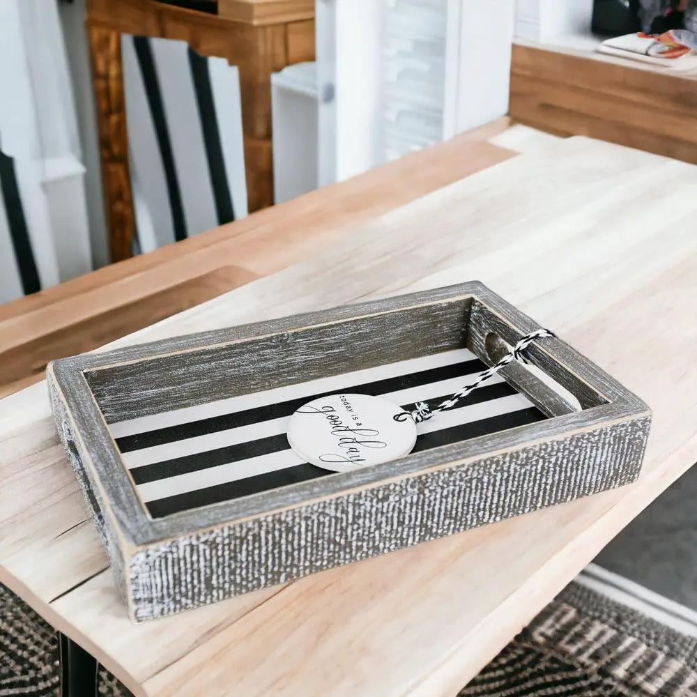 Black and White Farmhouse Wooden Tray Decor