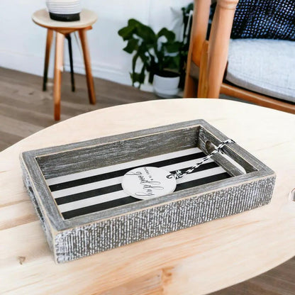 Black and White Farmhouse Wooden Tray Decor
