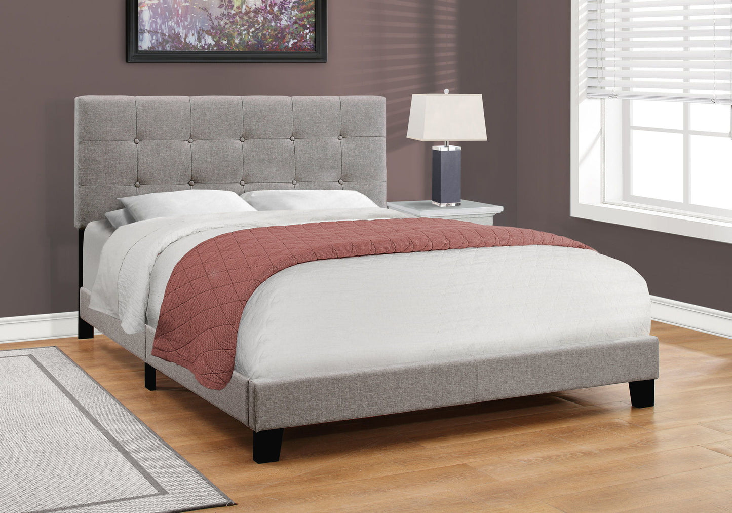 Transitional Upholstered Bed Frame and Headboard