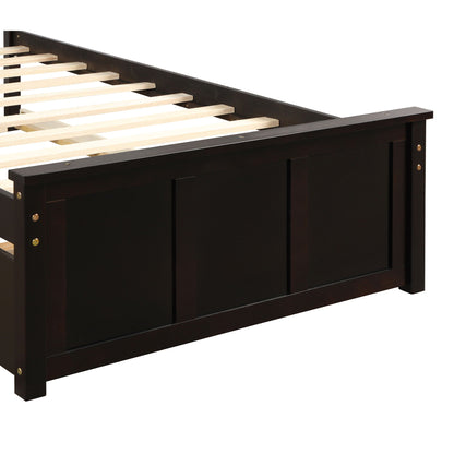 Platform bed with twin trundle in espresso finish, wooden slat frame by HouseOfZazla on Tampa Home & Garden Store