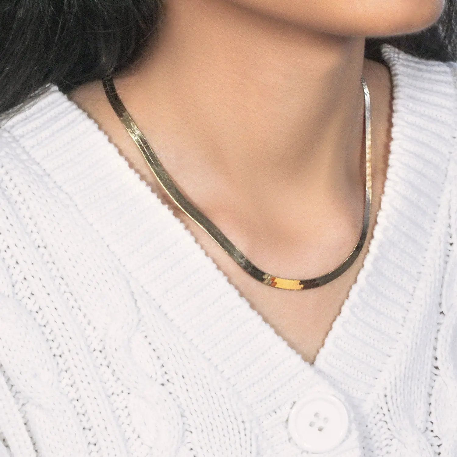 Imperial herringbone chain necklace in 10k yellow gold, 5.00 mm width on Tampa Home & Garden Store