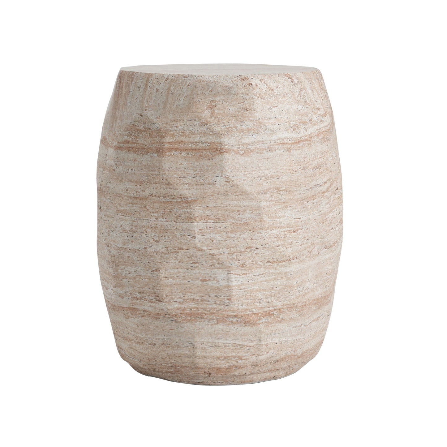 Indoor And Outdoor Beige Travertine Side Table