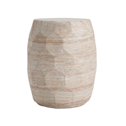 Indoor And Outdoor Beige Travertine Side Table