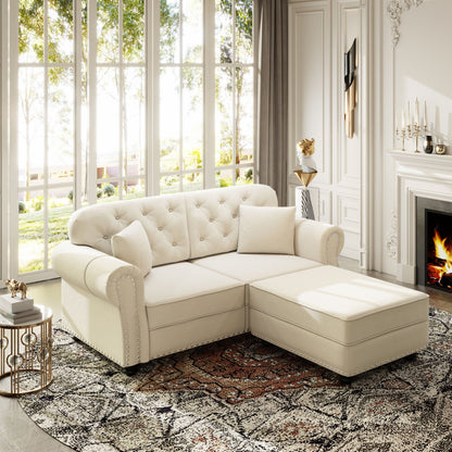 Upholstered Sofa Set with Nailhead and Pillows