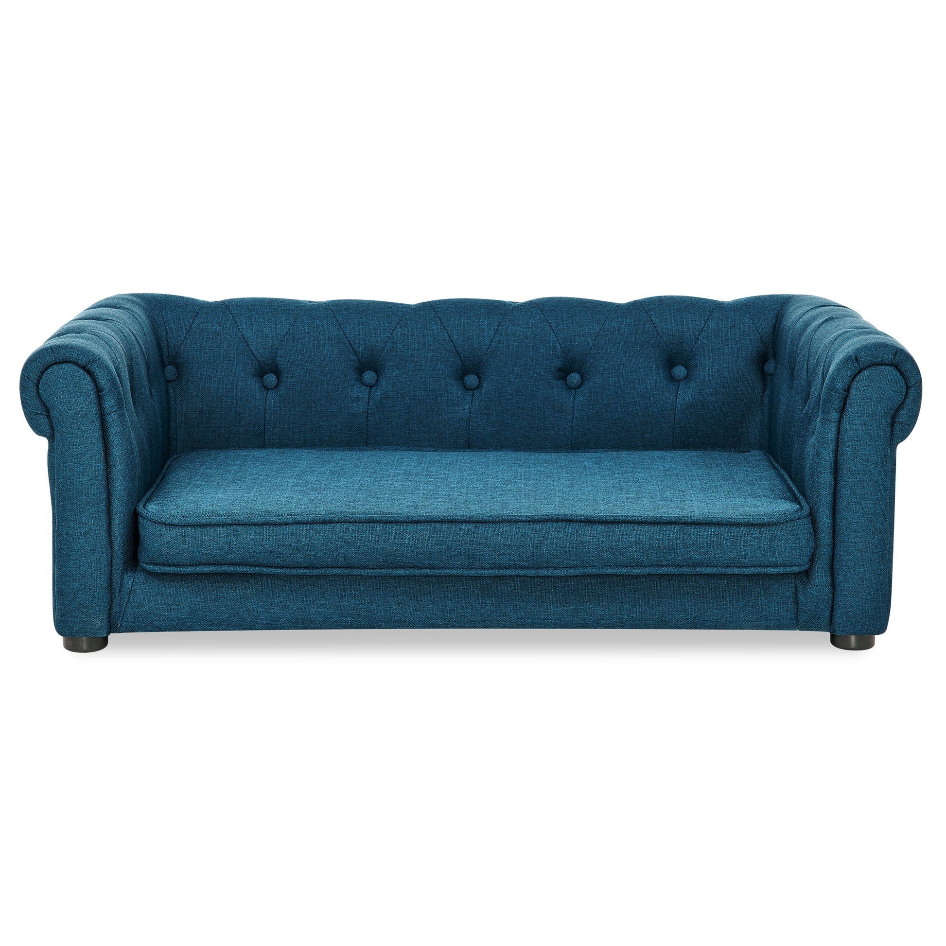 Dog Bed HouseOfZazla Modern Elegant Rectangle Elevated Sofa in blue with tufted back and sides on Tampa Home & Garden Store