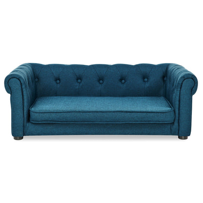 Dog Bed HouseOfZazla Modern Elegant Rectangle Elevated Sofa in blue with tufted back and sides on Tampa Home & Garden Store