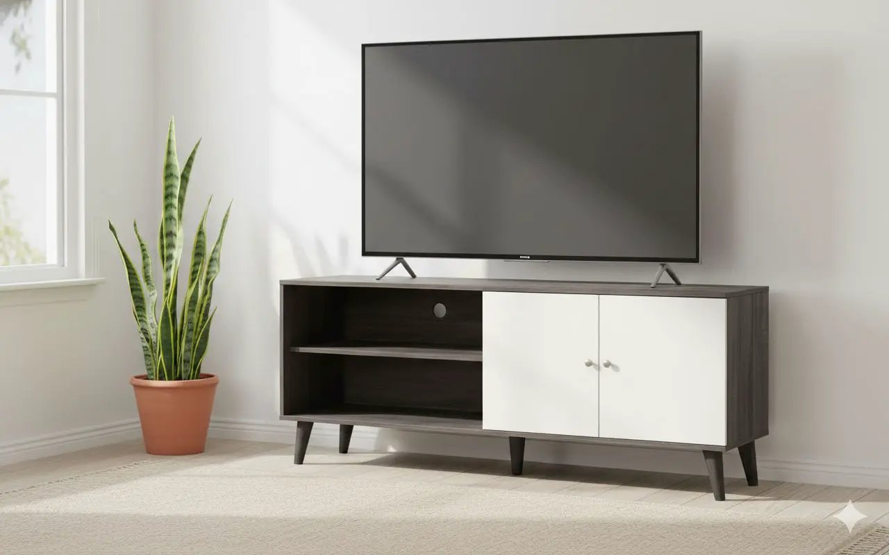 Amidon TV Stand With Storage Shelves and Cabinet