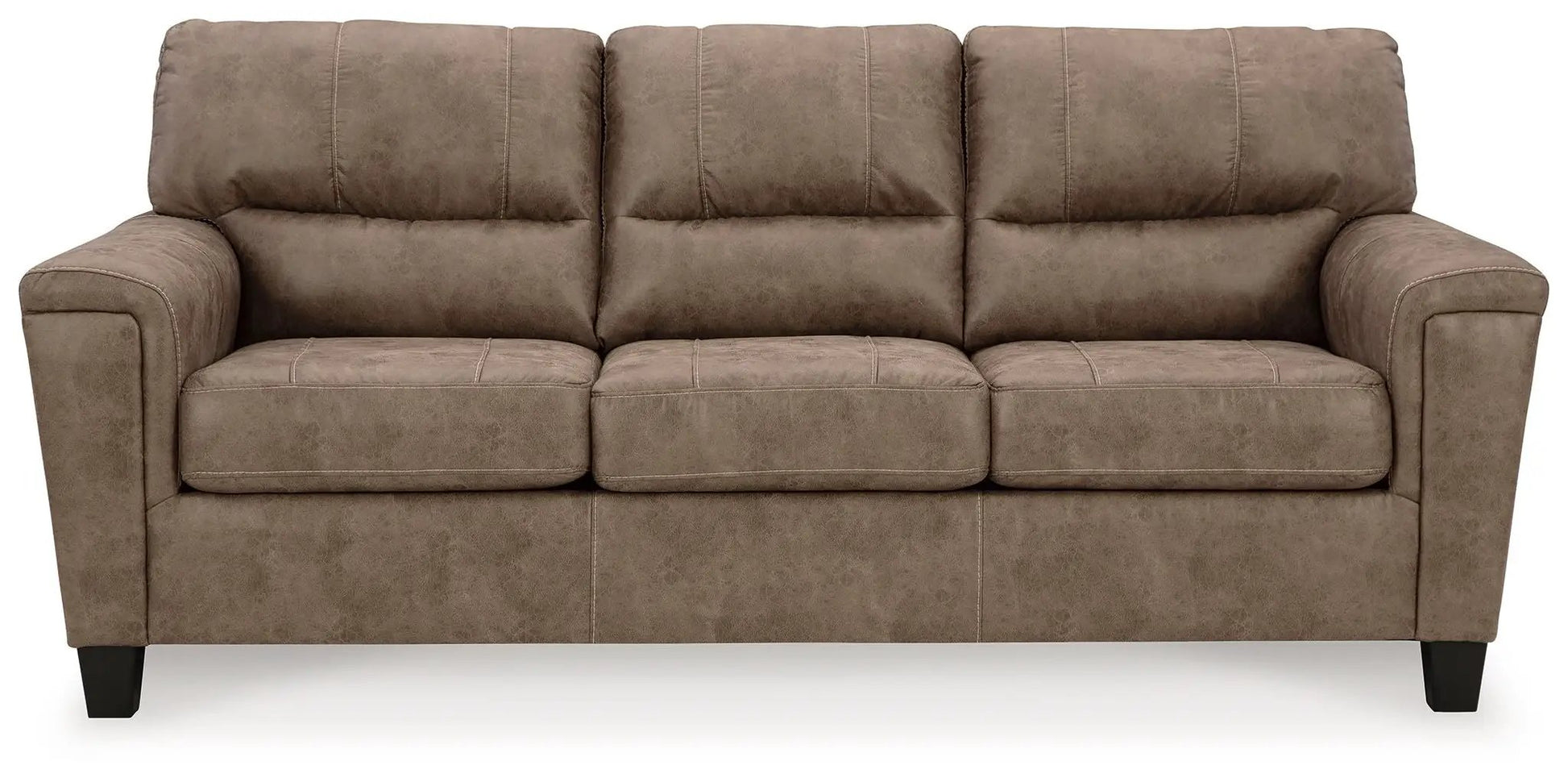 Navi Sofa Fossil, 3-seat stationary brown faux leather sofa with stitching, Unique Piece Furniture on Tampa Home & Garden Store
